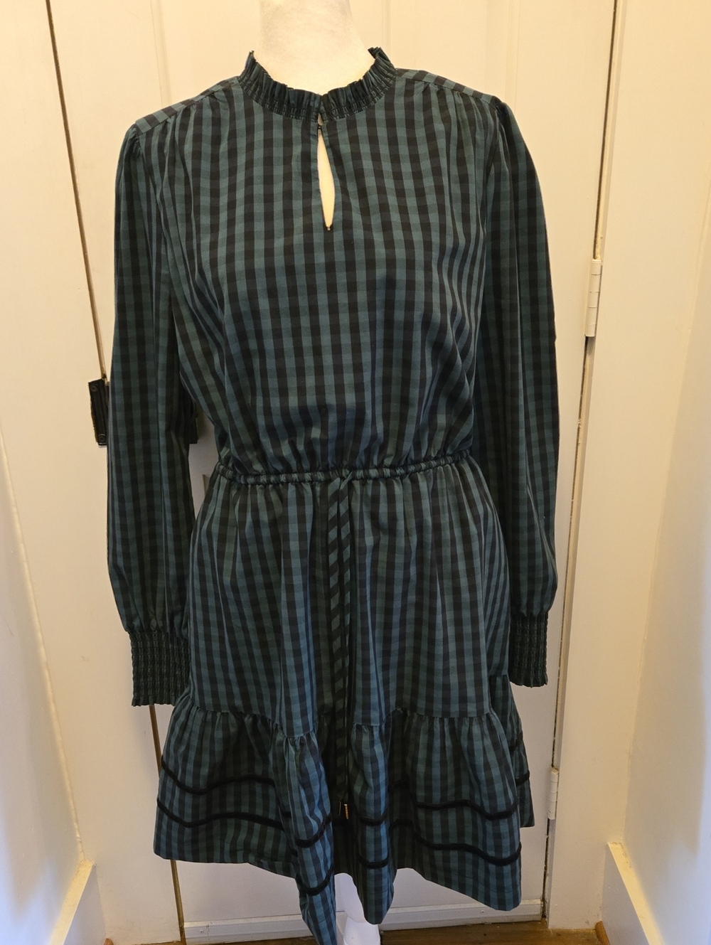 Draper James RSVP Green And Black Plaid Dress Size M
